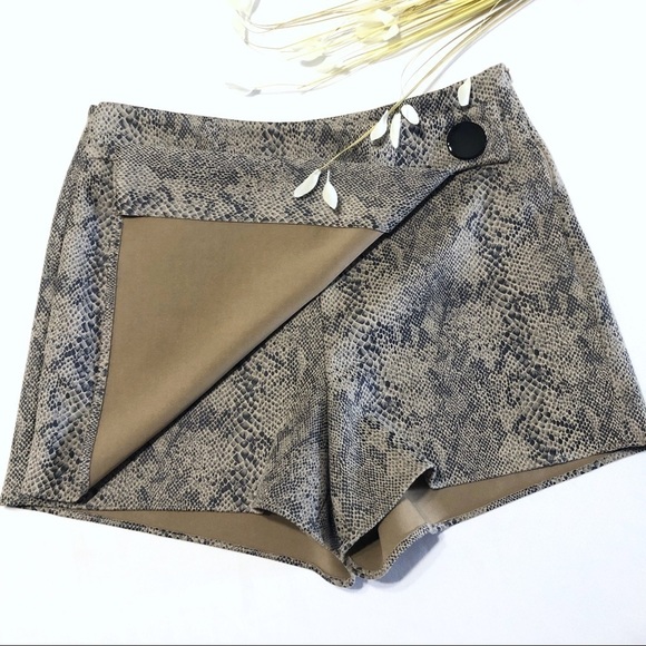 ZARA Snakeskin Print Split Skirt / Skort - Picture 4 of 6